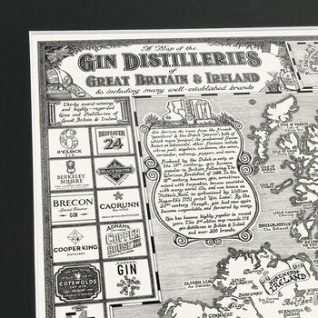 Gin Map Of Britain And Ireland Hand Drawn Art Print, 2 of 12