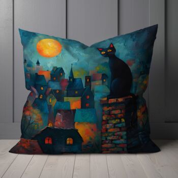 Twilight Over Rooftops Hand Made Poly Linen Cushions, 4 of 7