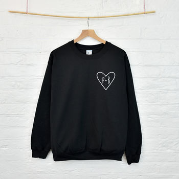 Personalised Couples Initials Monogram Heart Sweatshirt, 10 of 12