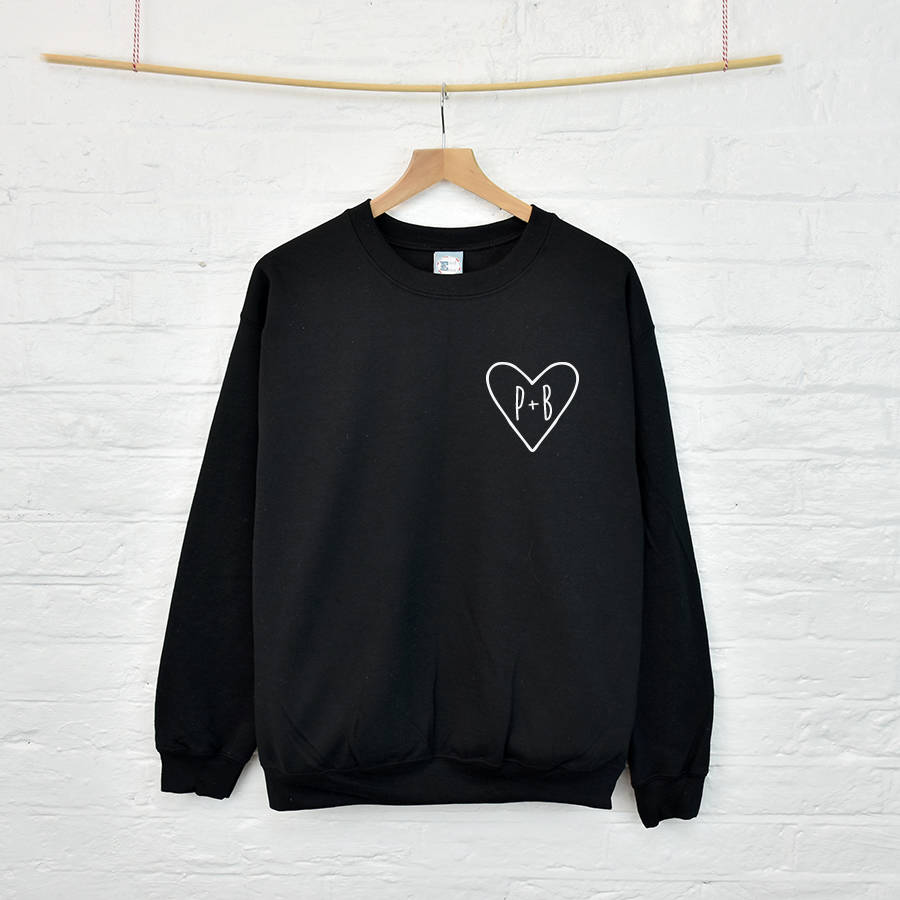 Personalised Couples Initials Monogram Heart Sweatshirt By Ellie Ellie