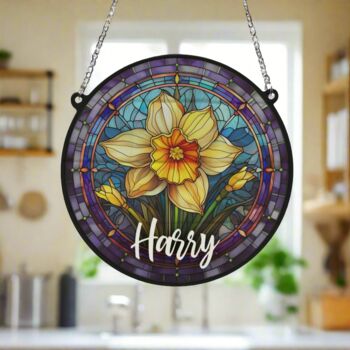 Daffodil Personalised Stained Glass Effect Suncatcher, 4 of 6