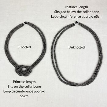 Fair Trade Handmade Glass Bead Knot Tube Necklace 55cm, 9 of 12