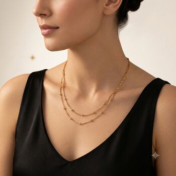 Double Strand 18k Gold Plated Satellite Chain Necklace, 2 of 2