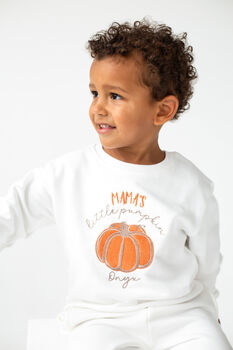 Child's Halloween 'Mama's Pumpkin' Personalised Embroidered Sweatshirt Jumper, 4 of 6