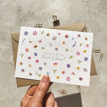 Pressed Wildflowers Will You Be My Bridesmaid Card, 3 of 8