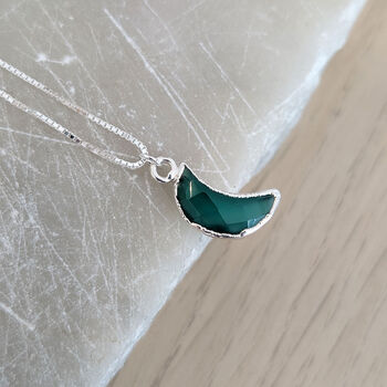 Sterling Silver Faceted Gemstone Moon Necklace, 6 of 11