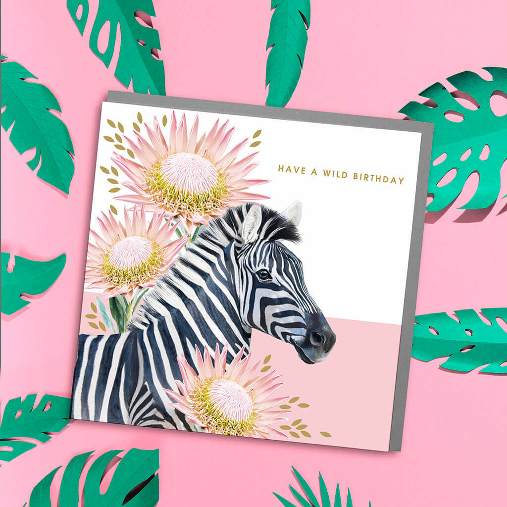 zebra birthday card by lola design ltd notonthehighstreetcom