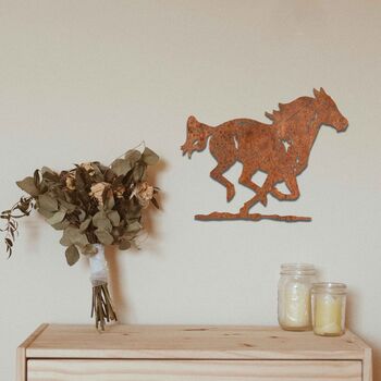 Rusted Metal Horse Running Horse Wall Art Decor, 8 of 10