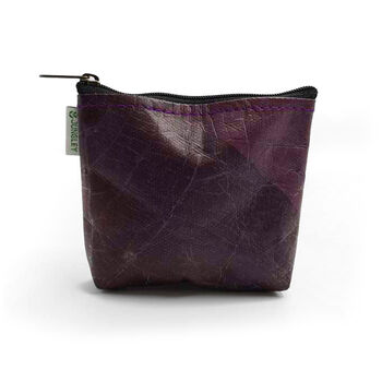 Vegan Teak Leaf Leather Straight Edge Coin Bag, 5 of 5