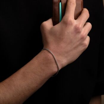 Silver Three Mm Curb Link Chain Bracelet For Men And Women, 8 of 12