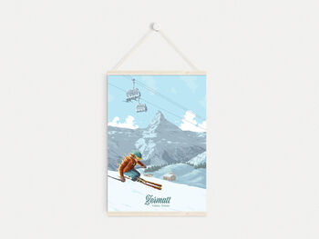 Zermatt Ski Resort Switzerland Travel Poster Art Print, 6 of 8