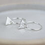 Sterling Silver Textured Triangle Charm Hoops, thumbnail 1 of 10