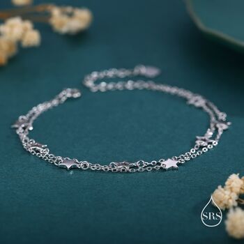 Sterling Silver Double Layer Star Bracelet, 6 of 10