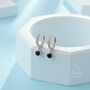 Tiny Black Cz Dangle Huggie Hoop In Sterling Silver, thumbnail 4 of 10