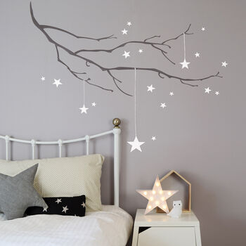 Winter Branch With Stars Fabric Wall Sticker, 3 of 6