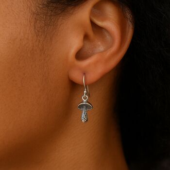 Sterling Silver Mushroom Hook Earrings, 7 of 8