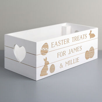 Personalised Easter Bunny White Wooden Treats Crate, 5 of 6
