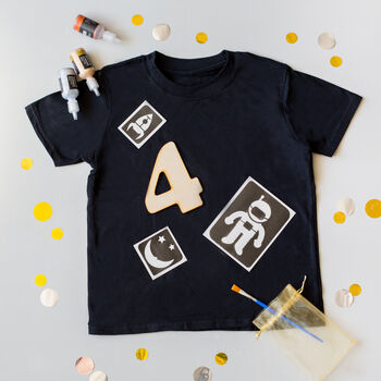 Personalised Kids Black T Shirt Painting Craft Kit, 2 of 9