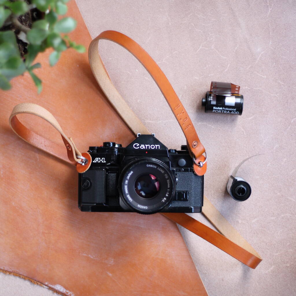 Personalised Leather Camera Strap Slim, 1 of 11