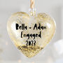 Personalised Engagement Gold Heart Christmas Bauble, thumbnail 1 of 4