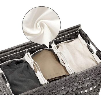 Handwoven Laundry Basket Rattan Clothes Hamper Bins, 5 of 7