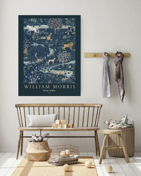 Owl And Williow Navy William Morris Art Print, 3 of 4
