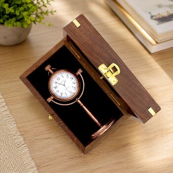 Engraved Copper Desk Clock With Wooden Gift Box – Personalised Father's Day Keepsake For Him, 2 of 12