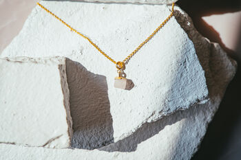 Rose Quartz Nugget Necklace Real 18k Gold Plated Gift, 5 of 5