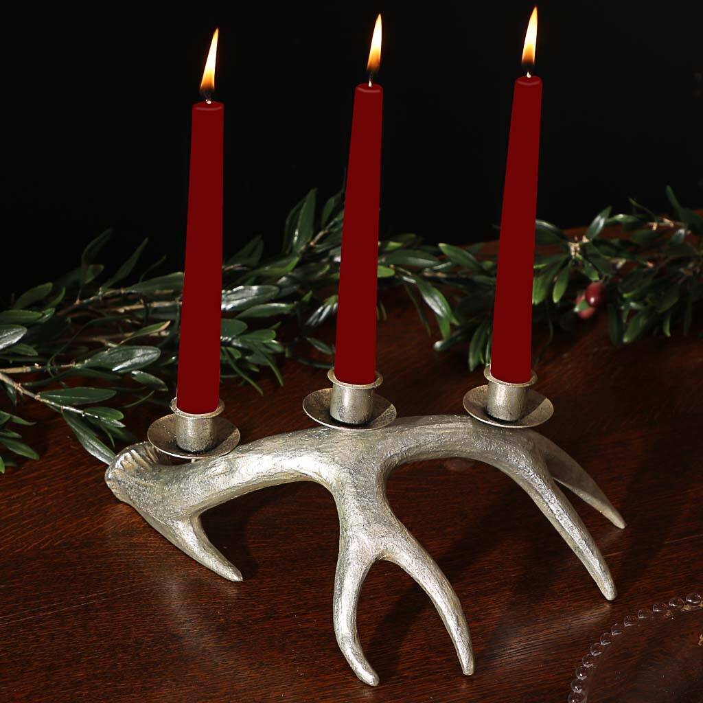 Woodland Magic Silver Antler Candle Holder By Dibor