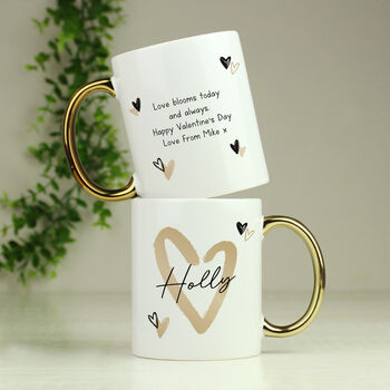 Personalised Hearts Gold Handled Ceramic Mug, 4 of 8