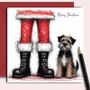 Border Terrier Christmas Card. With Father Christmas, thumbnail 1 of 2