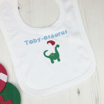 Personalised Christmas Dinosaur Baby Shoes, 7 of 8