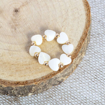 Mother Of Pearl Heart Stretch Ring, 6 of 7