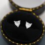 Sterling Silver Tiny Cz Heart Stud Earrings, thumbnail 2 of 12
