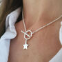 Sterling Silver Personalised Star Charm Toggle T Bar Necklace, thumbnail 1 of 5