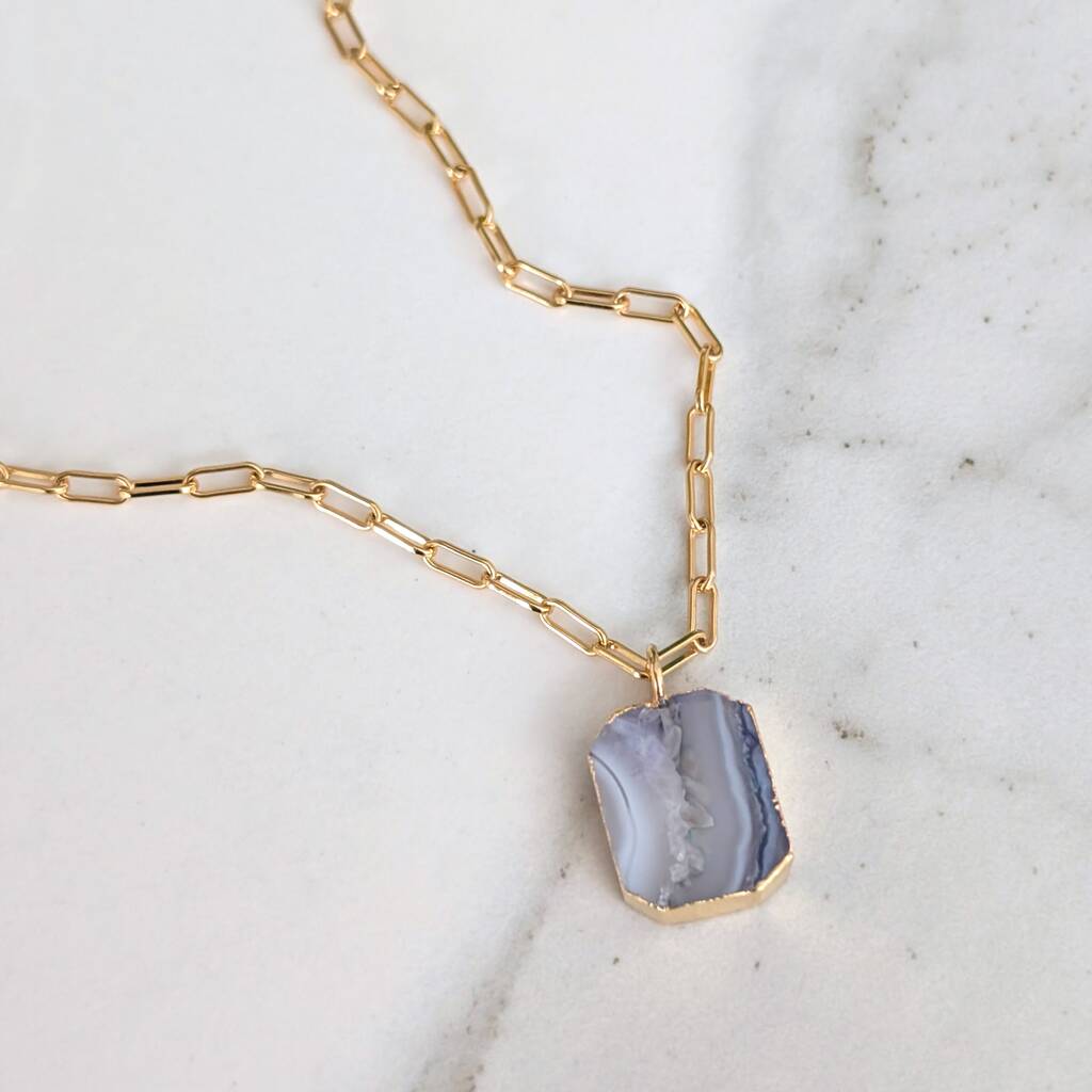 Amethyst Strata Necklace, Purple And Grey Translucent, 1 of 10