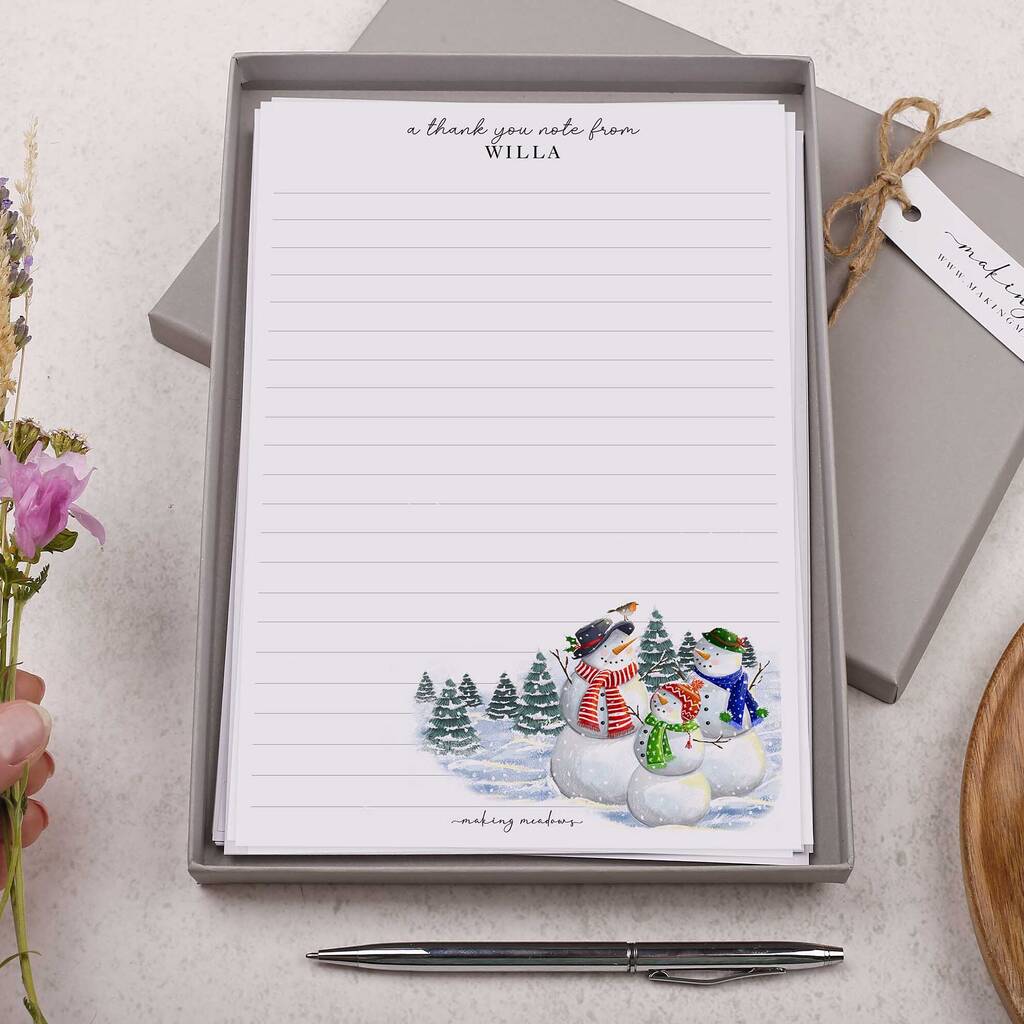 A5 Personalised Letter Writing Paper With Snowmen, 1 of 4