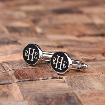 Personalised Engraved Cuff Links – Solid Wooden Box, 2 of 4