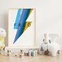 Personalised Name Print Abstract Lightning Bolt Blue, thumbnail 4 of 8
