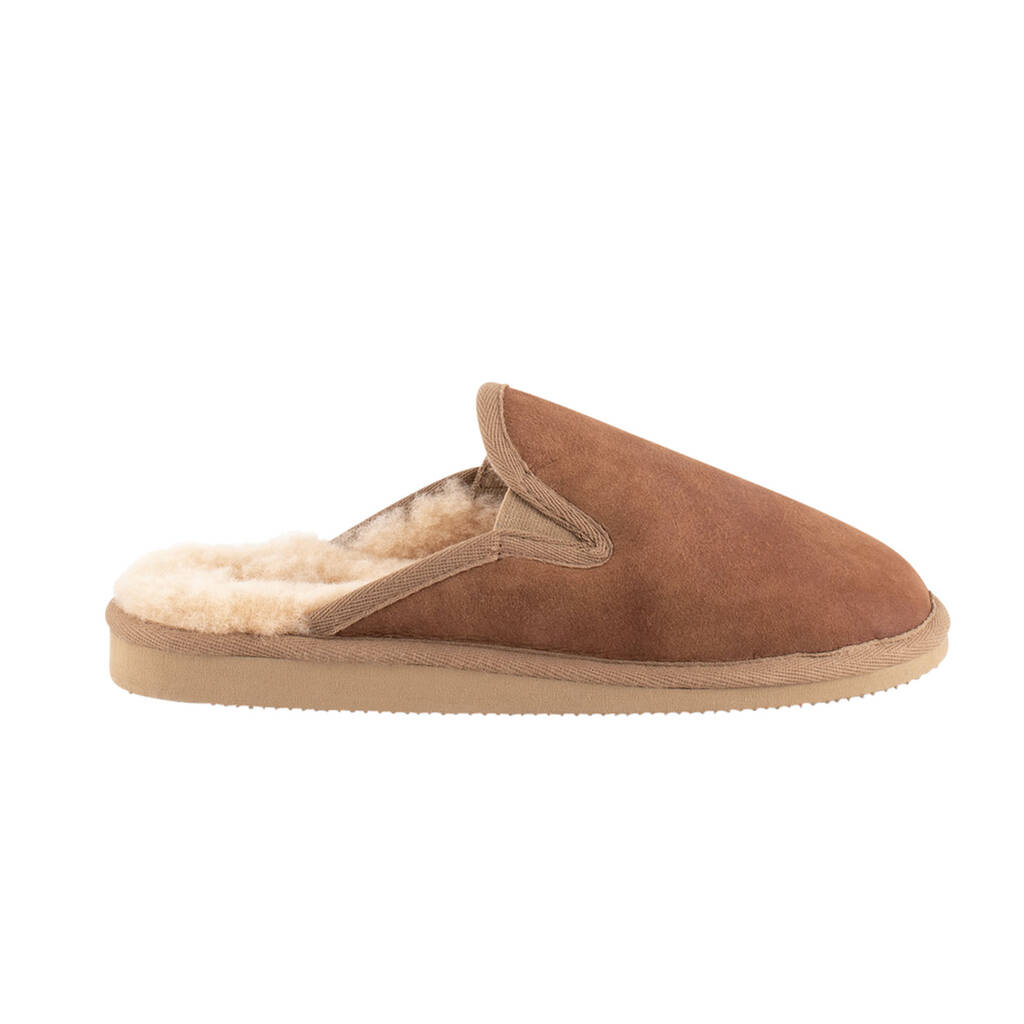 Mens Sheepskin Mule Slippers In Antique Tan By Idyll Home ...