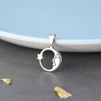 Sterling Silver Moonface Necklace, 3 of 8
