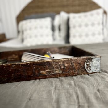 Large Vintage Wooden Tray With Faded Lettering, 3 of 7