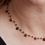 Garnet Beaded Gold Plated Silver Short Chain Necklace, thumbnail 4 of 11