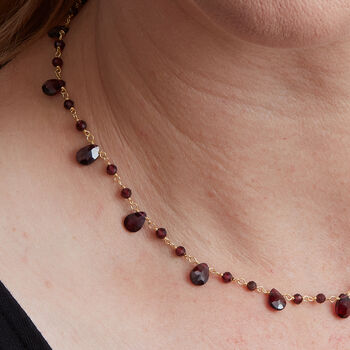 Garnet Beaded Gold Plated Silver Short Chain Necklace, 4 of 11
