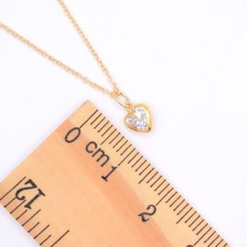 Gold Plated Clear Cubic Zirconia Heart Necklace, 4 of 6