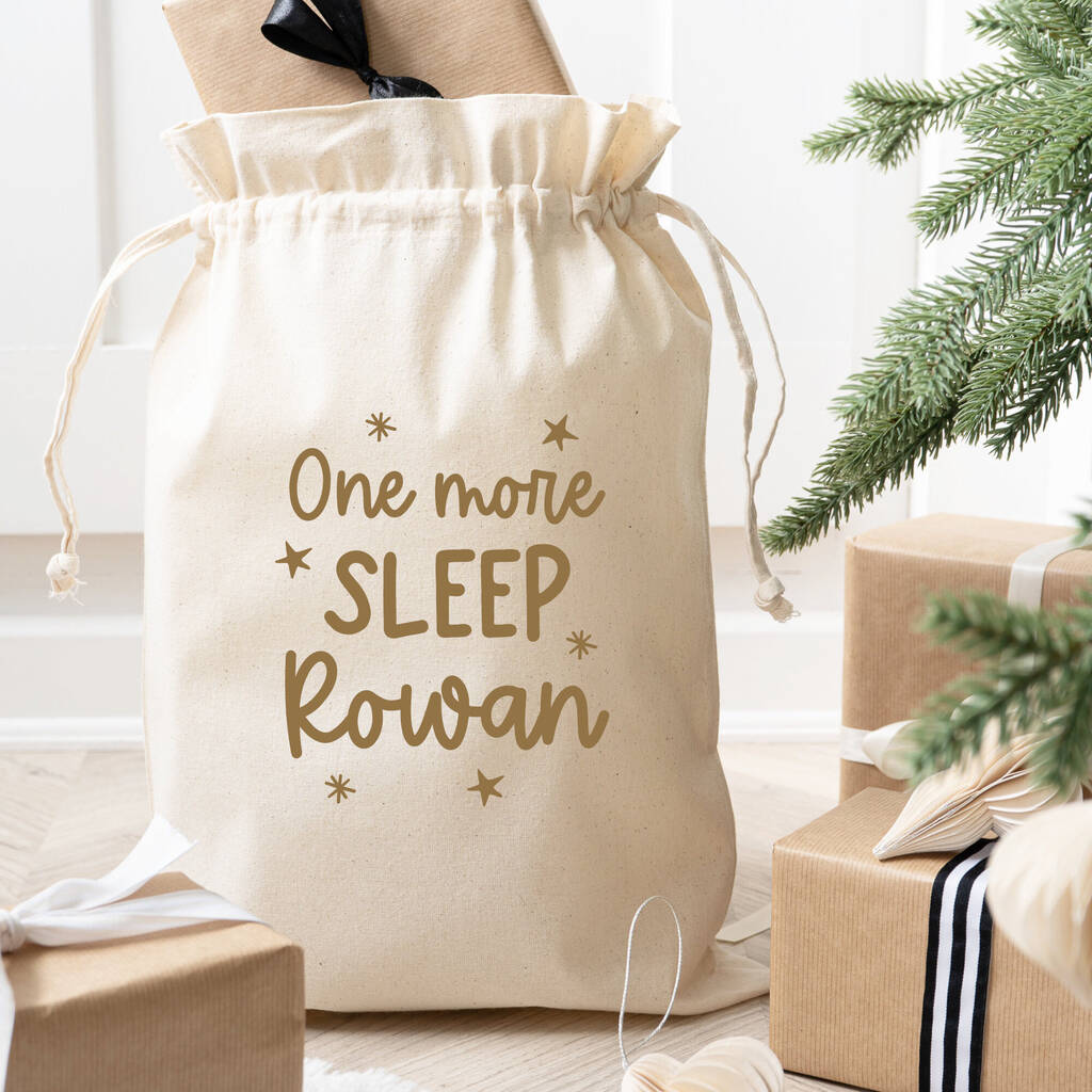Personalised Christmas Eve Bag One More Sleep, 1 of 6