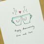 Personalised Coffee Cups In Love Handmade Card, thumbnail 4 of 5