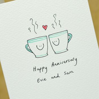 Personalised Coffee Cups In Love Handmade Card, 4 of 5