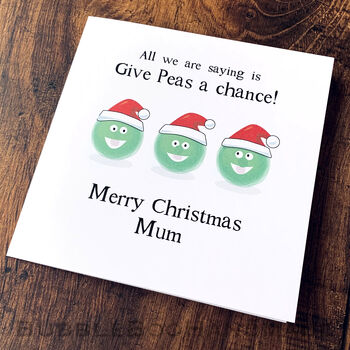 Personalised Christmas Card Give Peas A Chance, 3 of 6