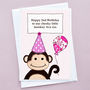 'Monkey' Personalised Girls Birthday Card, thumbnail 3 of 4